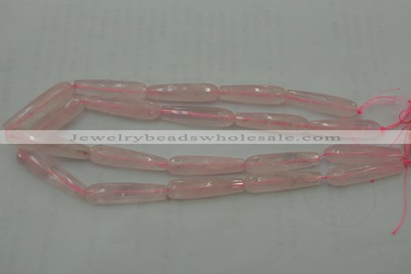 CTR40 15.5 inches 10*40mm faceted teardrop rose quartz beads