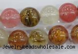 CTS06 15.5 inches 14mm round tigerskin glass beads wholesale