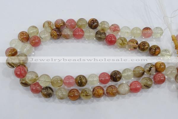 CTS06 15.5 inches 14mm round tigerskin glass beads wholesale
