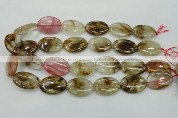 CTS51 15.5 inches 22*30mm oval tigerskin glass beads wholesale