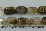 CTS56 15.5 inches 8*14mm nugget tigerskin glass beads wholesale