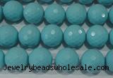 CTU1222 15.5 inches 8mm faceted round synthetic turquoise beads