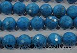 CTU1634 15.5 inches 12mm faceted round synthetic turquoise beads
