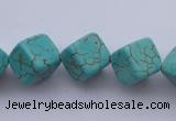 CTU18 15.5 inches 10*10mm cublc blue turquoise strand beads Wholesale