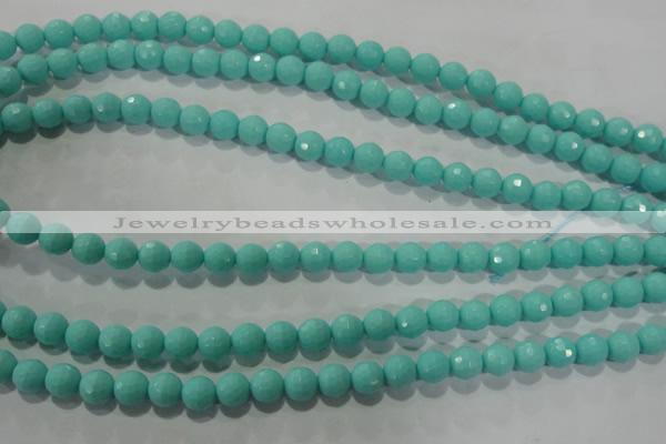 CTU2781 15.5 inches 6mm faceted round synthetic turquoise beads