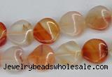 CTW05 15.5 inches 12mm twisted coin agate gemstone beads wholesale