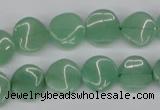 CTW07 15.5 inches 12mm twisted coin green aventurine beads wholesale