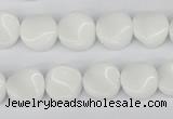 CTW08 15.5 inches 12mm twisted coin white agate beads wholesale
