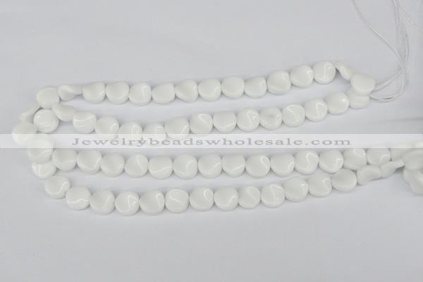 CTW08 15.5 inches 12mm twisted coin white agate beads wholesale