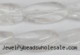 CTW110 15.5 inches 15*30mm twisted rectangle white crystal beads