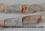 CTW124 15.5 inches 9*20mm twisted trihedron agate gemstone beads