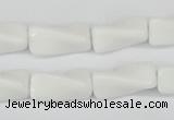 CTW127 15.5 inches 9*20mm twisted trihedron white agate beads