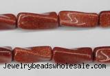 CTW132 15.5 inches 10*20mm twisted trihedron goldstone beads