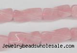 CTW133 15.5 inches 9*20mm twisted trihedron rose quartz beads