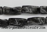 CTW135 15.5 inches 9*20mm twisted trihedron black labradorite beads