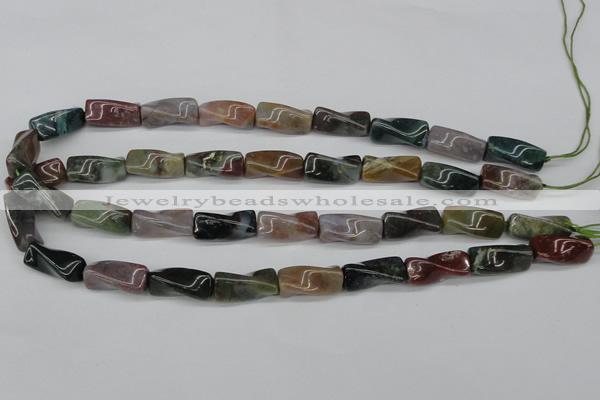 CTW136 15.5 inches 9*20mm twisted trihedron Indian agate beads