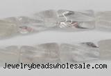 CTW137 15.5 inches 9*20mm twisted trihedron white crystal beads