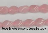 CTW148 15.5 inches 8*11mm twisted rice rose quartz beads