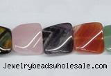 CTW164 15.5 inches 15*15mm twisted square mixed gemstone beads