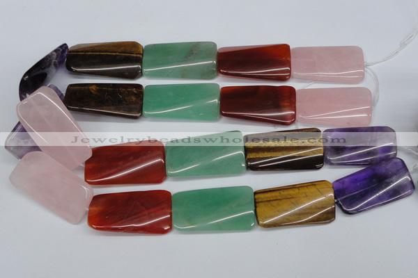 CTW169 15.5 inches 22*40mm twisted rectangle mixed gemstone beads