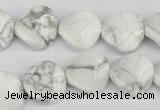 CTW19 15.5 inches 16mm twisted coin white howlite turquoise beads