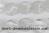 CTW29 15.5 inches 16mm twisted coin white crystal beads wholesale