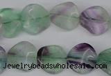 CTW30 15.5 inches 16mm twisted coin fluorite beads wholesale