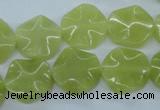 CTW300 15.5 inches 16mm wavy coin olive jade gemstone beads