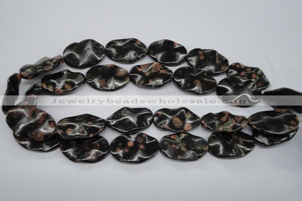 CTW304 15.5 inches 18*25mm wavy oval red & green dalmation jasper beads