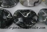 CTW311 15.5 inches 25*30mm wavy oval Indian agate gemstone beads