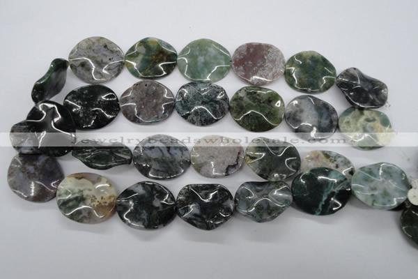 CTW311 15.5 inches 25*30mm wavy oval Indian agate gemstone beads