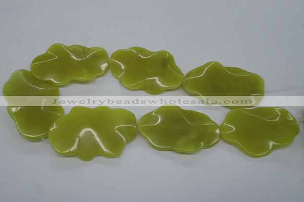 CTW315 15.5 inches 40*60mm wavy oval olive jade gemstone beads