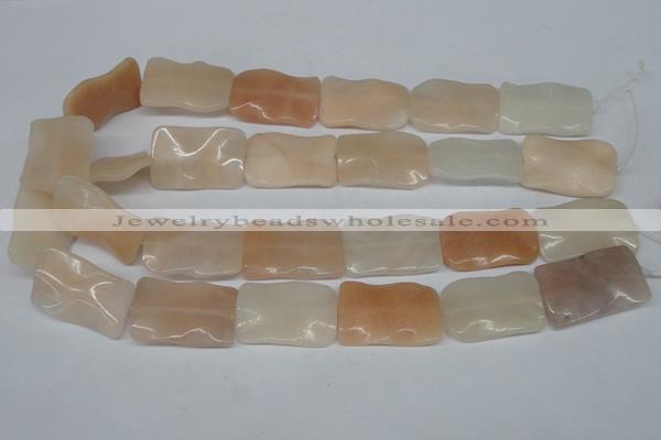 CTW322 15.5 inches 20*30mm wavy rectangle pink aventurine jade beads