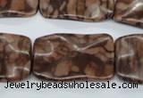 CTW324 15.5 inches 20*30mm wavy rectangle red line jasper beads