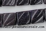 CTW352 15.5 inches 16*16mm twisted square blue goldstone beads
