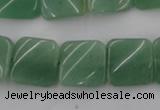 CTW354 15.5 inches 16*16mm twisted square green aventurine beads