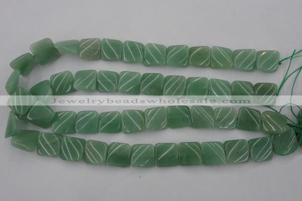 CTW354 15.5 inches 16*16mm twisted square green aventurine beads