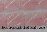 CTW371 15.5 inches 15*20mm twisted rectangle rose quartz beads