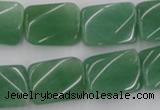 CTW373 15.5 inches 15*20mm twisted rectangle green aventurine beads