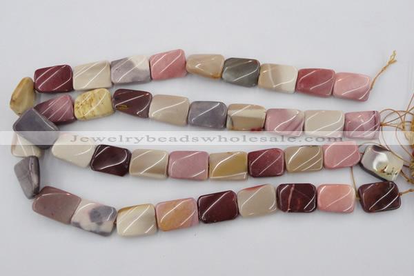 CTW375 15.5 inches 15*20mm twisted rectangle mookaite gemstone beads