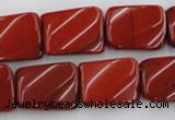 CTW382 15.5 inches 15*20mm twisted rectangle red jasper beads