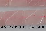CTW391 15.5 inches 18*25mm twisted rectangle rose quartz beads