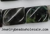 CTW395 15.5 inches 18*25mm twisted rectangle moss agate beads