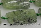 CTW454 20*38mm faceted & twisted rectangle green rutilated quartz beads