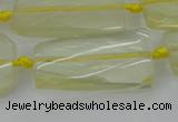 CTW455 20*38mm faceted & twisted rectangle lemon quartz beads