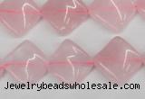 CTW48 15.5 inches 15*15mm twisted diamond rose quartz beads