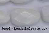 CTW507 15.5 inches 20*30mm faceted & twisted white porcelain beads