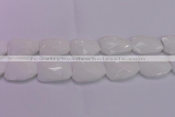 CTW515 15.5 inches 30*40mm faceted & twisted white porcelain beads