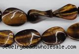 CTW63 15.5 inches 13*18mm twisted oval yellow tiger eye beads