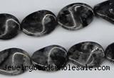 CTW64 15.5 inches 13*18mm twisted oval black labradorite beads